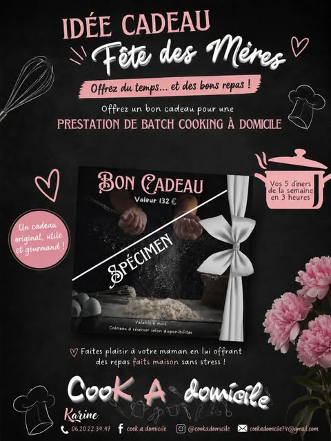 Idée cadeau fête des mères : bon cadeau pour une prestation de batch cooking