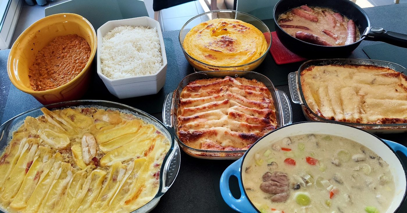 Plats préparés par Karine lors d'une séance
