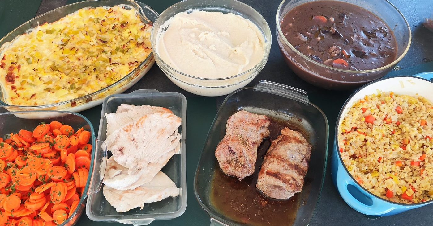 Plats préparés par Karine lors d'une séance
