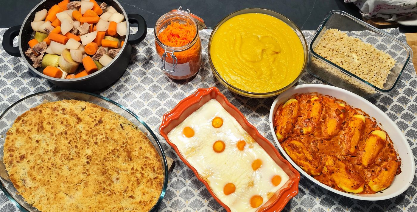 Plats préparés par Karine lors d'une séance