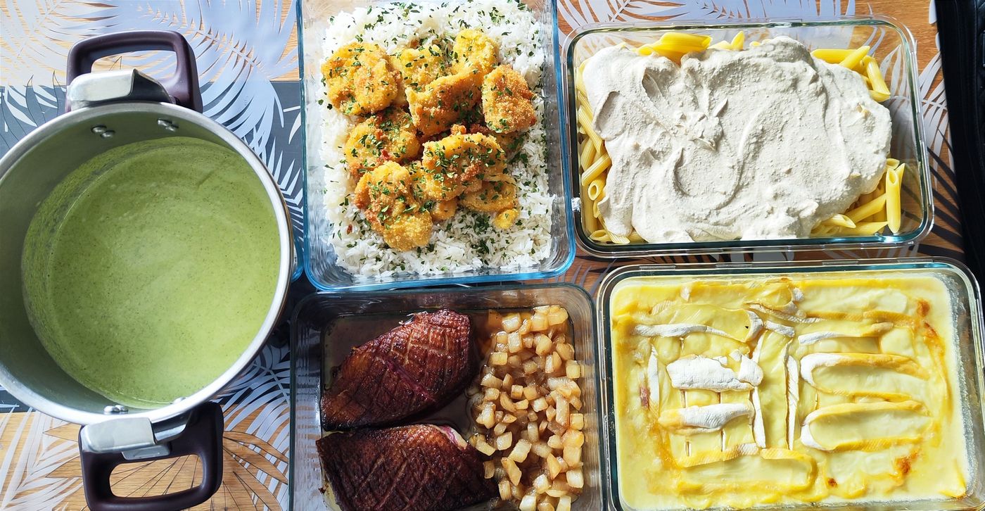 Plats préparés par Karine lors d'une séance