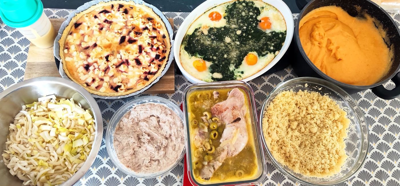 Plats préparés par Karine lors d'une séance