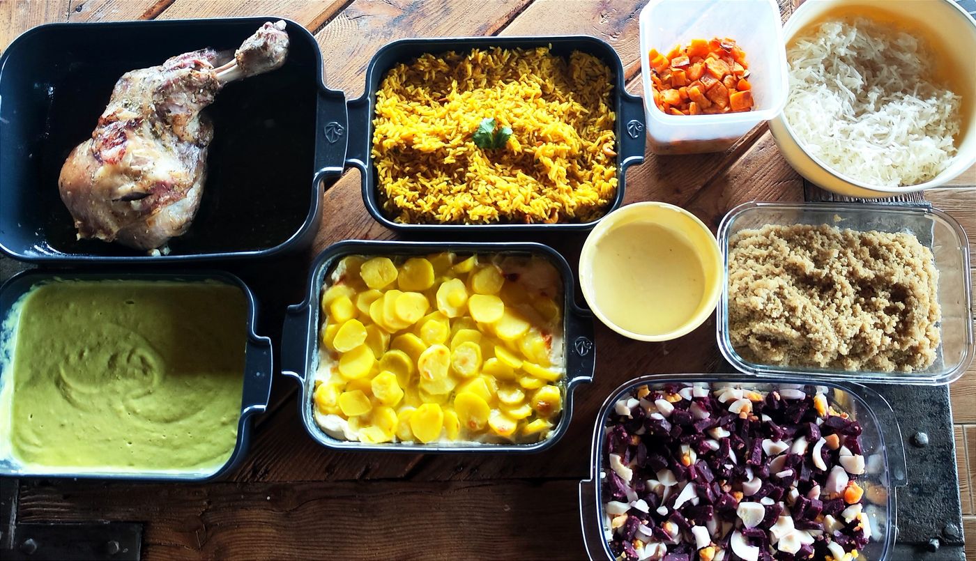 Plats préparés par Karine lors d'une séance